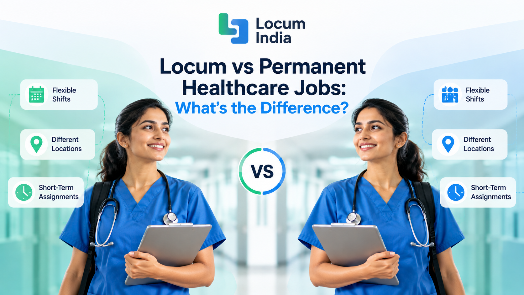 Healthcare professional comparing locum shifts and permanent healthcare jobs in India