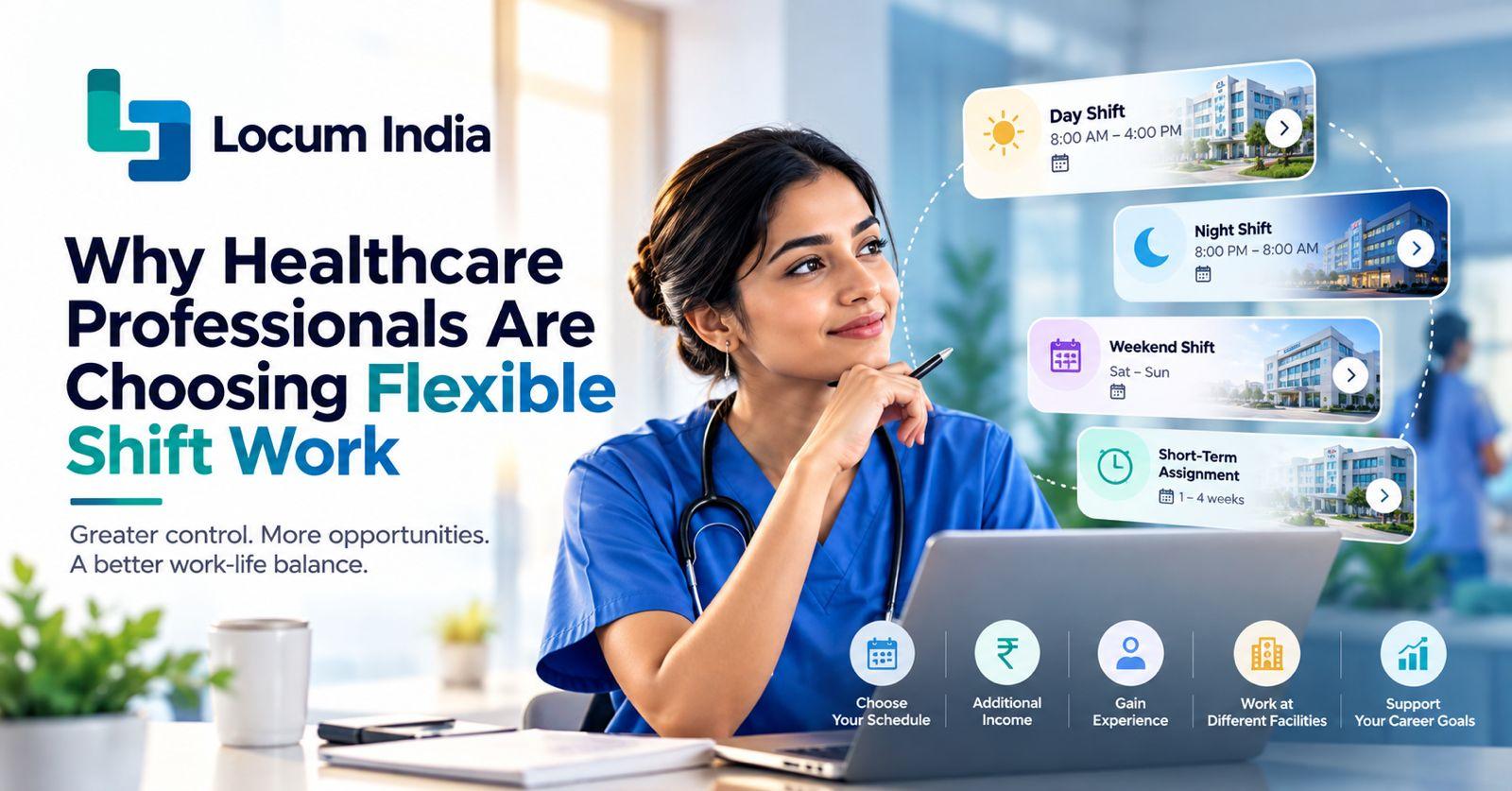 Healthcare professional reviewing flexible day, night and weekend shift options